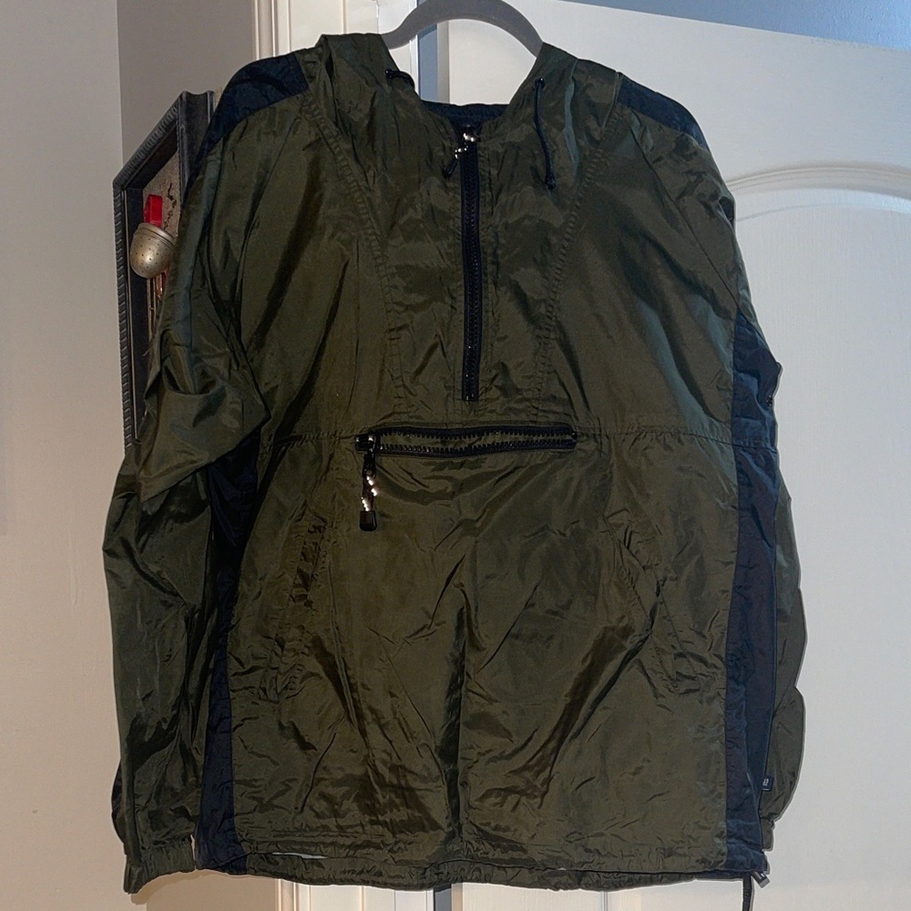 GAP Dark Olive and Black Hooded Windbreaker